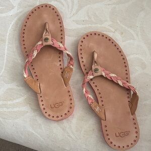 UGG Women's Braided Pink and Tan Sandals